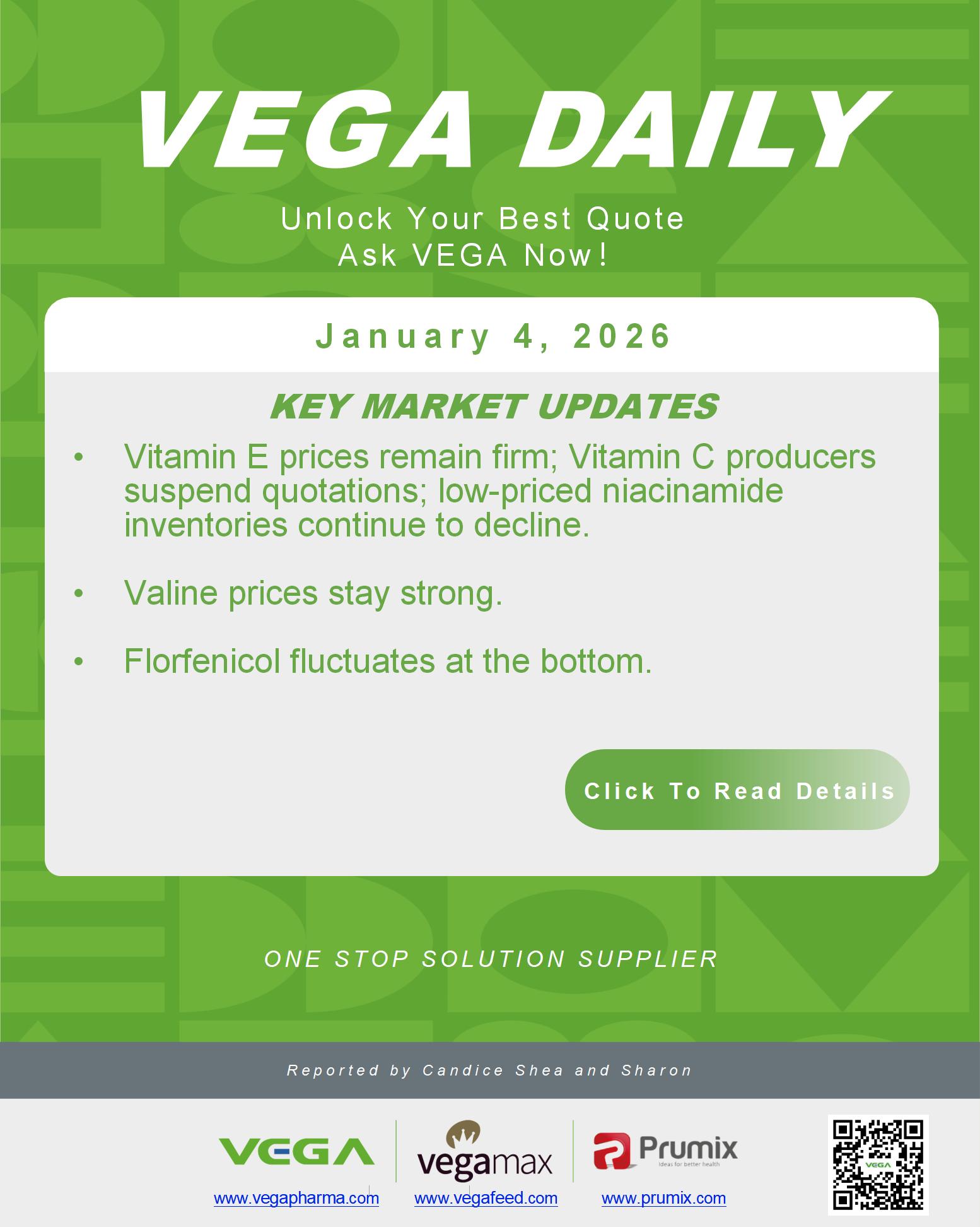 VEGA Daily Dated on January 4th 2026 Vitamin Amino Acid APl Food Additives.jpg